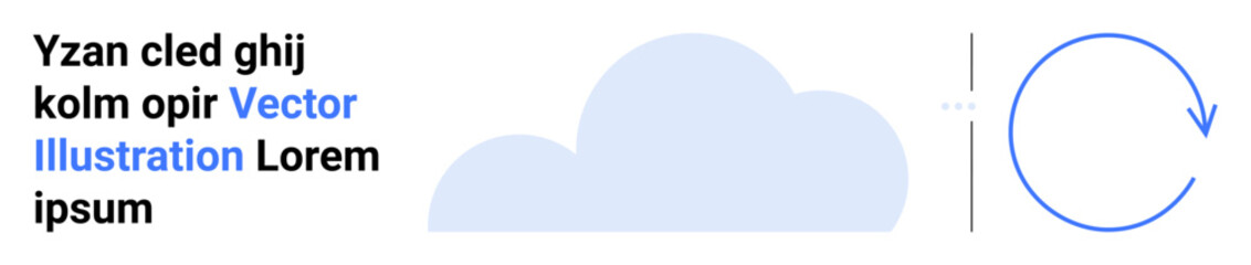 Poster - Minimal blue cloud with circular arrow on the side symbolizing synchronization, backup. Ideal for technology, cloud computing, data storage, connectivity, refresh, minimal design, simple landing page