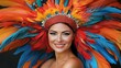 © bisa - Vibrant feathered headdress, smiling woman