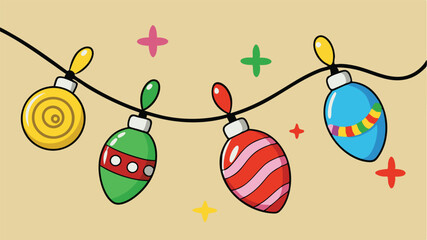 Poster - Brightly colored holiday ornaments and lights create a lively festive atmosphere perfect for winter celebrations and joyful gatherings during the holiday season