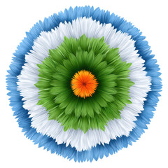 Poster - Colorful Floral Pattern with Vibrant Green, Blue and Orange Accents for Background or Decoration, isolated on transparent background.