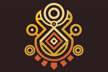 Aufkleber - Bold vector illustration featuring intricate geometric patterns and shapes with rich colors, ideal for cultural or artistic designs reflecting creativity and tradition