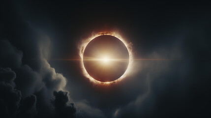 Wall Mural - experience the magic of a fantasy solar eclipse, where dazzling lights create an epic cinematic back