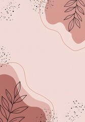Poster - Abstract botanical shapes on a muted blush backdrop with linear plant accents create a calm and sophisticated background design element