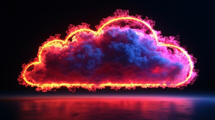 Neon cloud graphic on dark background illustrating technology concepts