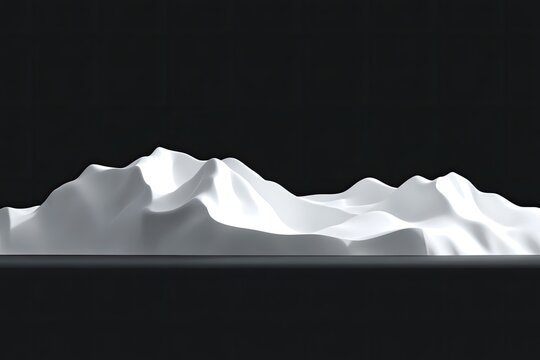 Abstract white mountain range on black background.  A sculpted, textured landscape
