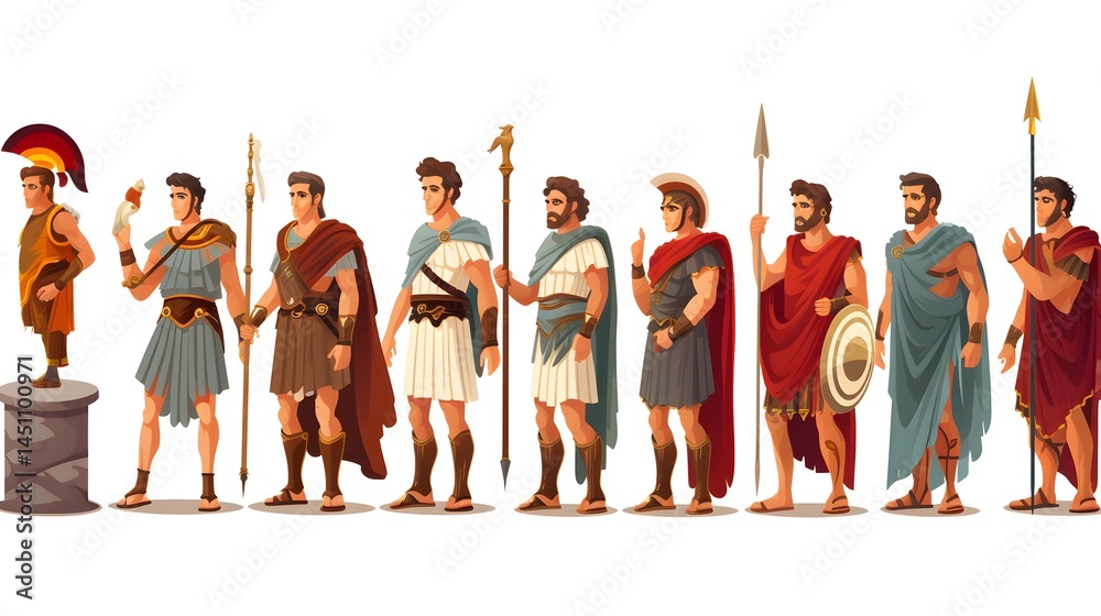 Historic Roman and Greek Characters in Ancient Rome Depicted in an ...