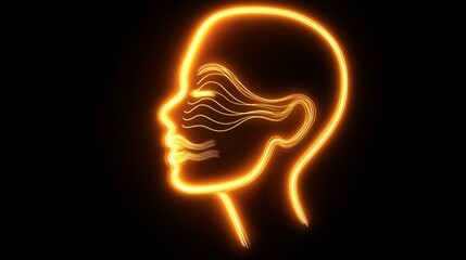 Poster - abstract female profile golden neon lines elegant glow art design illustration background graphic mo