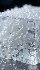 Poster - Detailed Sugar Cube Texture. Magnified Crystalline Structure Reveals Intricate Details. Sweetness Unveiled, A Study In Geometric Forms. Fine Granules Sparkle.