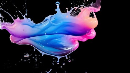 Poster - dynamic splash of colorful liquid artistic motion in pink, blue, and orange against black background