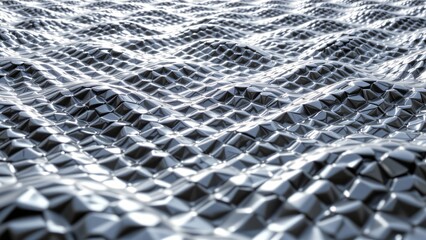 Poster - Dynamic wave patterns in metallic surface abstract art studio setting high-contrast visuals aesthetic design exploring texture and reflection