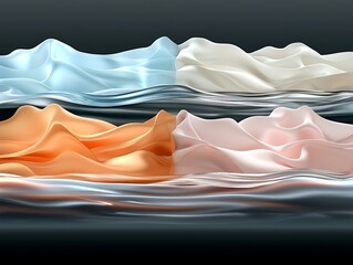 Aufkleber - Abstract Waves of Colorful Fluid Shapes in Soft Pastel Tones