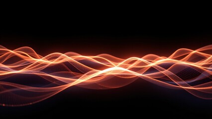 Poster - Dynamic energy waves dance through dark space abstract visual art digital composition vibrant environment high-tech viewpoint conceptual design for innovative inspiration