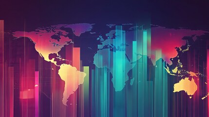 Poster - abstract world map global business data visualization colorful technology background modern digital 
