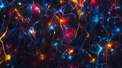Poster - abstract colorful network digital art vibrant energy lines background modern glowing design intricat