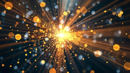 Poster - vibrant explosion of golden light and dynamic particles creates mesmerizing bokeh effect, evoking en
