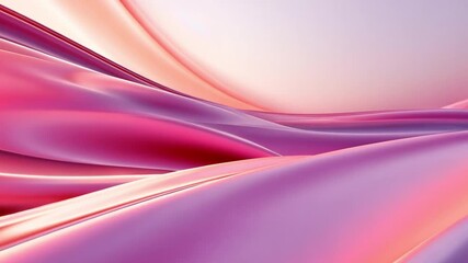 Poster - vibrant abstract landscape of smooth, flowing waves in pink and purple gradients, creating serene an