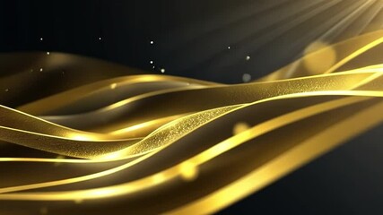 Poster - elegant abstract background of flowing golden waves shimmering light and curves create sense of luxu