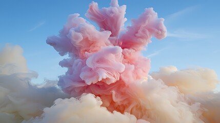Aufkleber - Swirling Pink and White Smoke Clouds Against Clear Sky Background