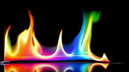 Poster - vibrant flames and colorful fire dance in spectrum of light against dark background, creating abstra