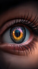 Poster - Surreal Cosmic Vision with Double Exposure Creating an Enigmatic Eye Reflecting Space and Celestial Wonders
