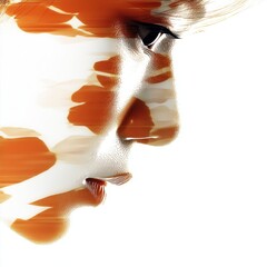 Poster - Elegant Portrait of a Woman with Floral Double Exposure, Artistic Bloom Effects, Capturing Beauty and Nature in Harmony, Bright and Ethereal Composition