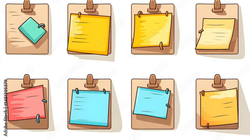 Colorful Cartoon Illustration of Post It Notes and Pins for Organizing ...