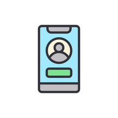 Poster - Phone account colored icons, minimalist vector illustration ,simple transparent graphic element .Isolated on white background