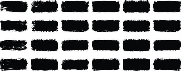 Poster - Brush buttons set. Grunge black paint, ink brush strokes, , lines, brush, strokes, grunge, dirty textures set. Grungy brushes collection. Brush stroke paint boxes on white background. Brush strokes ve