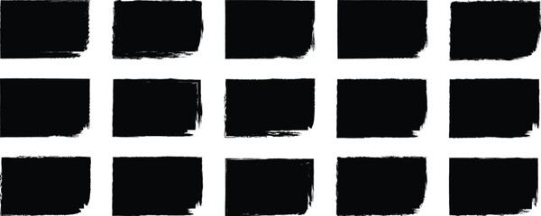 Poster - Brush strokes vector. Paint, ink brush, brush strokes, brushes, lines, frames, buttons, grungy rough grunge thick paint box texture. Brush square set. Brush stroke square frame set