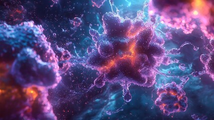 Poster - Vibrant Abstract Microbe Design with Colorful Energy and Motion