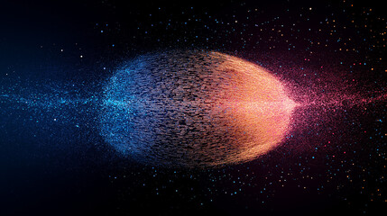 Wall Mural - cosmic collision: a mesmerizing cosmic event unfolds, where two celestial bodies collide, creating a