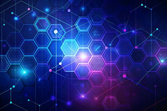 Abstract Hexagon Network Digital Technology Background