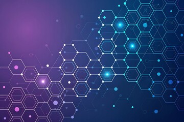 Fototapete - Abstract Hexagon Network Background Technology, Science, and Data Visualization
