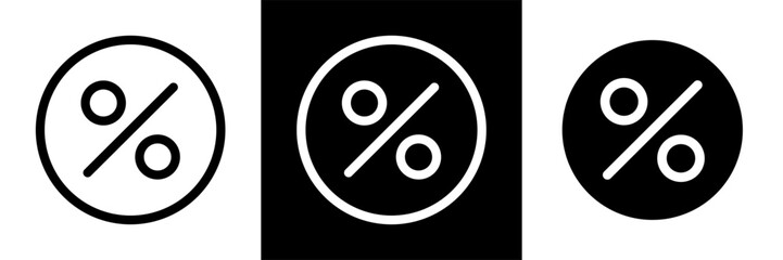 Poster - Percentage Symbol Icons Graphic. Discount Rate, Growth, Finance, Business Symbols. Outline and Solid Vector Styles