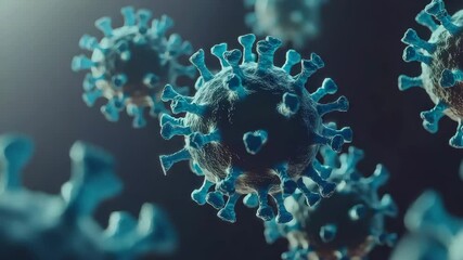 Poster - Magnified view of virus particles with intricate details and textures