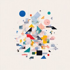 Poster - Geometric Harmony: An Abstract Composition Exploring Color and Form Relationships