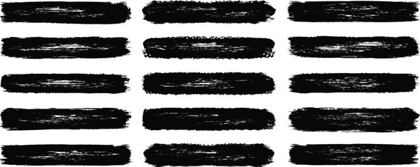 Poster - Hand drawn grunge painted line and rectangle banners collection. Collection of vector paint brush strokes. Set of hand painted chalk brushes. Hand drawn brush stroke textures set 