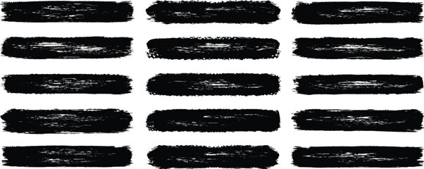 Poster - Straight painted chalk brushes. Grunge drawn chalk brushes collection. Hand drawn grunge lines on chalkboard. Brush strokes vector