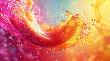 Poster - A vibrant 3D background features a dynamic swirl of vivid colors with realistic textures and a striking side angle, rendered in stunning 4K resolution quality.
