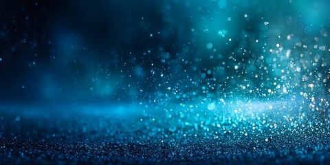 Poster - Dynamic Abstract Background with Sparkling Particles in Blue and Aqua Color Shades Creating a Magical and Ethereal Digital Effect for Modern Designs