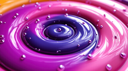 Poster - A vibrant 3D background shows realistic spiral patterns in 4K resolution, viewed from a side angle, with pink, purple, and yellow colors that form a dynamic swirl.