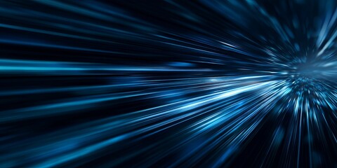 Poster - Abstract Dynamic Digital Background with Radiating Lines in Blue Tones Conveying Speed and Innovation in Technology and Design