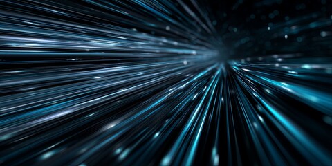 Aufkleber - Abstract Dynamic Digital Background with Radiating Lines in Blue Tones Conveying Speed and Innovation in Technology and Design