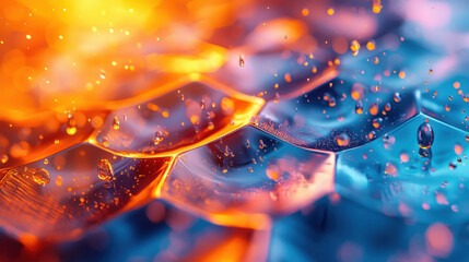 Poster - A vibrant 3D background showcases a unique visual style with realistic details in 4K, blending hot orange and cool blue in a mesmerizing side view composition.