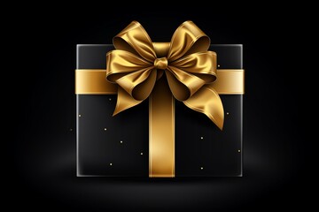 Poster - Elegant black background featuring a box accented with a stylish gold line design