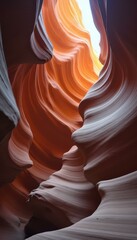 Poster - Ethereal Sandstone Canyon: Swirling Textures of Light and Shadow Illuminate a Serene, Dreamlike Interior Landscape