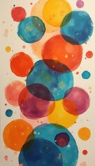 Poster - Vibrant Abstract Composition of Playful Bubbles in Overlapping Watercolor Style
