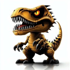 Aufkleber - Cartoon dinosaur with large head and teeth on white background
