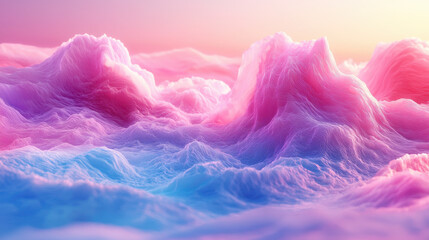 Wall Mural - a realistic 4k 3d background visual with dreamy pink and blue clouds creating an abstract landscape,