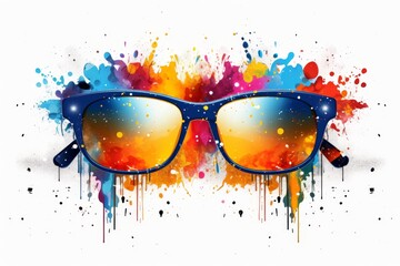 Poster - Stylish sunglasses with grunge texture on a dotted background featuring minimalist design